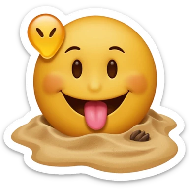 A smiley face licking a brown beach emoji sticker