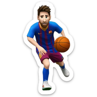messi pateando una pelota de basket sticker
