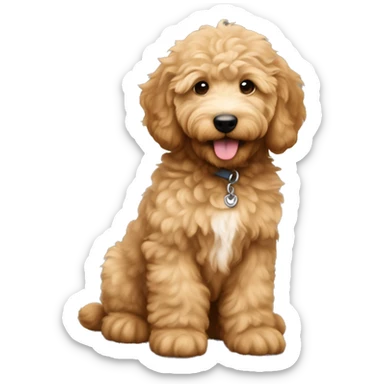 light brown fluffy golden doodle puppy sticker