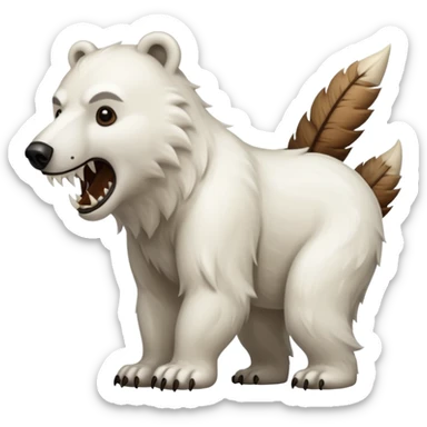 Completely brown polar bear with a wolf’s tail and long sabertooth fangs sticker