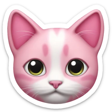 Pink cat with heart eyes  sticker