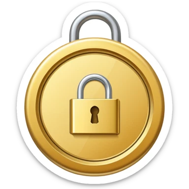 a gold medal with a lock engraved on it sticker