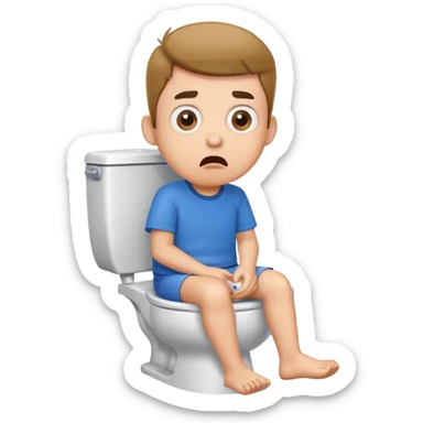 cartoon character sitting on toilet with surprised expression sticker