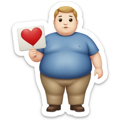 obese guy holding obese sign  sticker