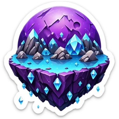 planet, surface covered in glowing crystals rock  sticker