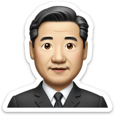 xijinping, asian middle age in suit with a little Crooked neck sticker