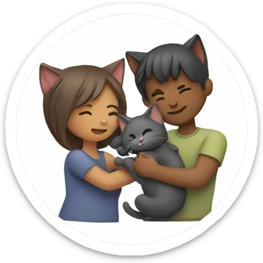 Couple hugging their cat sticker