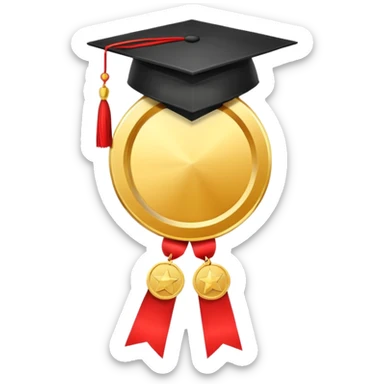 🏅 Medal + Graduation Cap sticker