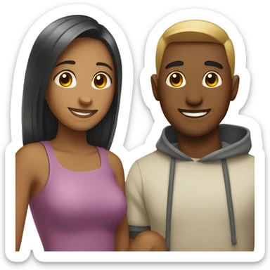 Girl boy couple smiling together sticker