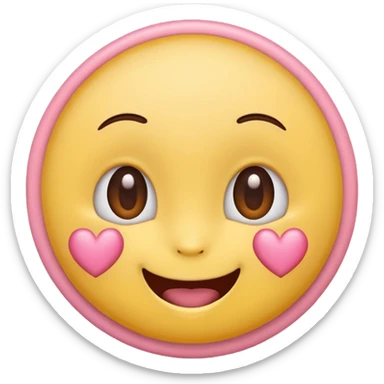 cute emoji, heart eyes, playful grin, pastel pink and yellow sticker