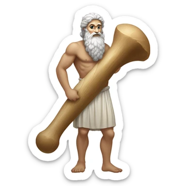 Zeus holding a big femur bone sticker
