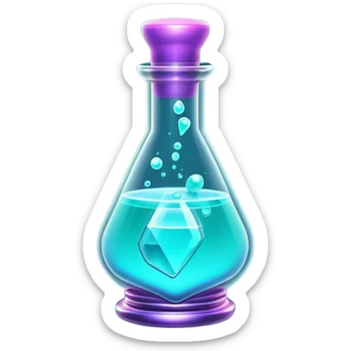 Clash of Clans aesthetic: Cinematic Playful Sci-fi Health Potion Emoji, rendered in a 3D vector-style similar to standard emojis with minimal shading and bold, simplified shapes. A compact, futuristic vial with a glowing neon liquid and sleek contours, softly glowing with a healing cosmic charm. Simplified yet unmistakably iconic, highly detailed and consistent, glowing with a soft radiant glow and high shine. Stylized with a touch of futuristic alchemy and a soft glowing outline, capturing the essence of a vital energy elixir with a playful, interstellar spirit! sticker