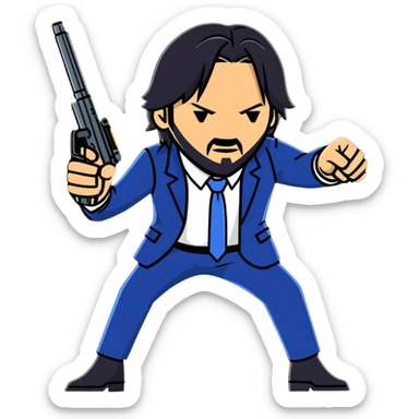 John Wick in action pose with weapons sticker