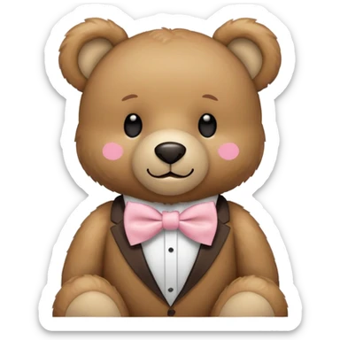 teddy bear with light pink bow tie sticker
