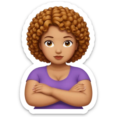 Curvy caramel skin woman with short curly natural hair arms Folded sticker