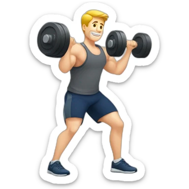 white man in a gym exercising using dumbell sticker
