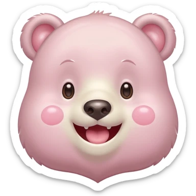 Beary  sparkling eyes, wide smile, rosy cheeks, joyful expression, pastel colors, soft lighting, kawaii anime style sticker
