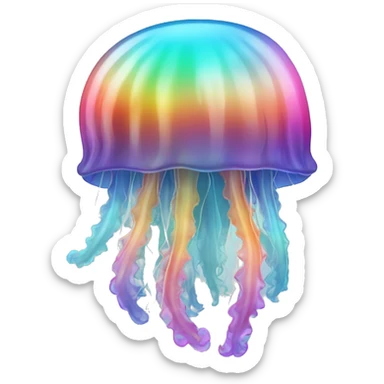 Gradient rainbow shimmery iridescent jellyfish sticker