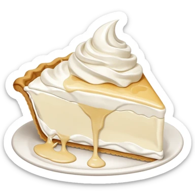 Slice of pale cream pie with melted whipped cream dripping off of it sticker