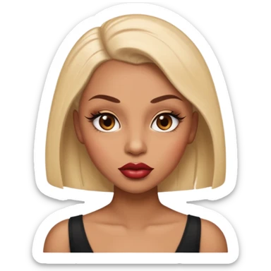 Glamourous, light brown skin tone, very beautiful woman, with big plump lips, long long lashes, with shaved head, brown eyes sticker