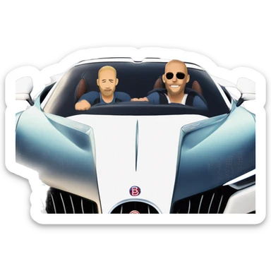 paul walker and vin diesel driving bugatti chiron with ryan gosling sticker