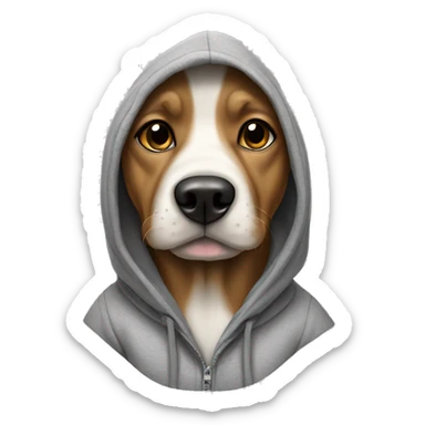 Dog wearing a hoodie sticker