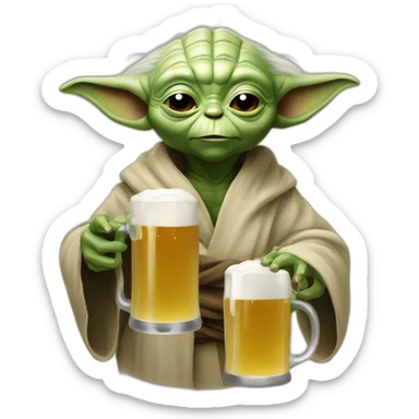 Yoda drinks a beer sticker