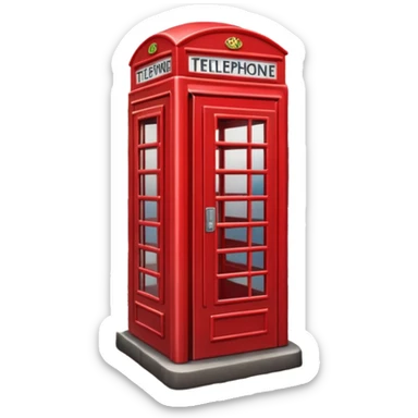 A classic red telephone booth standing on a cobblestone street. sticker