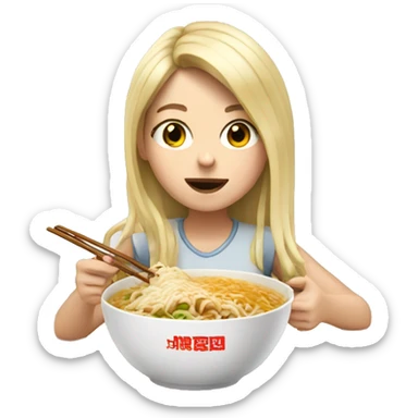 white blonde girl eating ramen  sticker