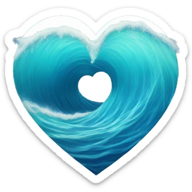 waves in a ocean making a heart  sticker