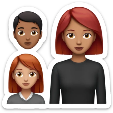 Mujer flaca con cabello mediano color rojo color de piel media, hombre de color medio moreno con cabello color negro, flaco sticker