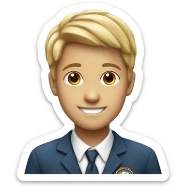 smiling boy in school uniform sticker