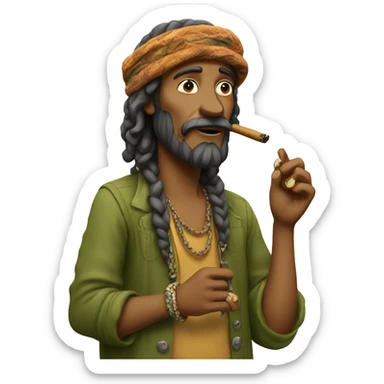 Hippie smoking joint sticker