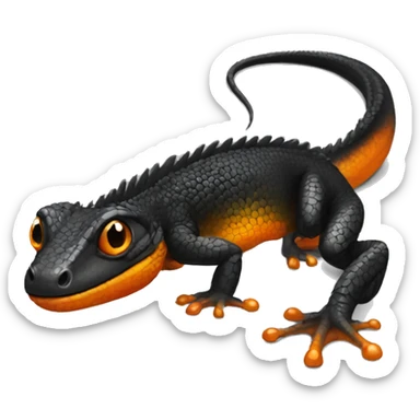 Black Shiny Lizard with Orange belly Full Body sticker