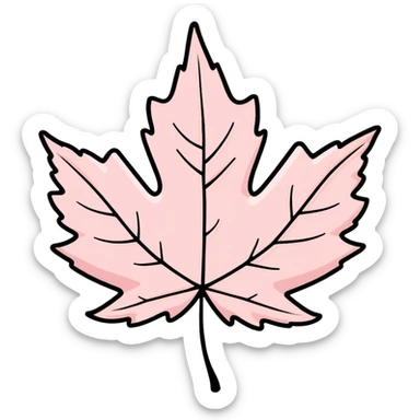 delicate pastel pink maple leaf with veins sticker