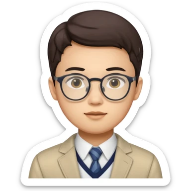 Small omega male Asian with glasses and preppy outfit  sticker