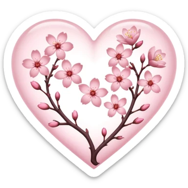 sakura heart with a shadow sticker