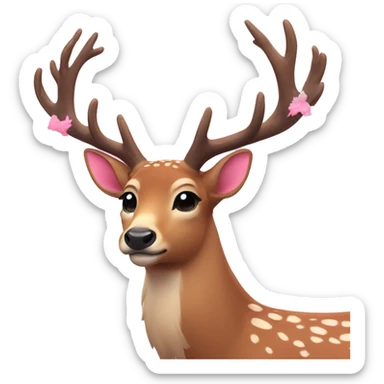 Deer aesthetic with pink pow around neck sticker