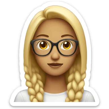 young woman wear the glassed. apple style emoji sticker