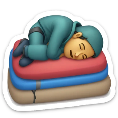 climber sleeping on his crashpad sticker