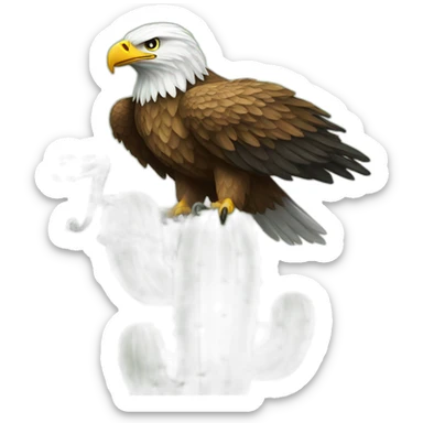 an eagle on a cactus holding a snake sticker