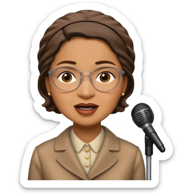 Rosa Parks making a loud announcement sticker