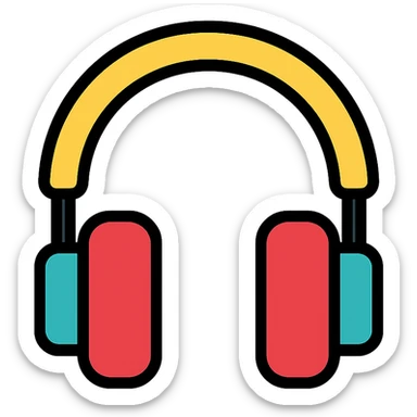 colored headphones icon sticker