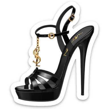 YSL TRIBUTE heels SANDAL black PATENT LEATHER sticker
