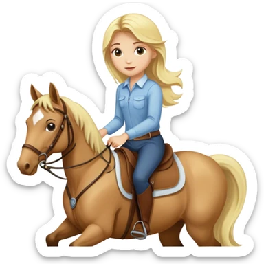 Blonde girl riding a horse  sticker