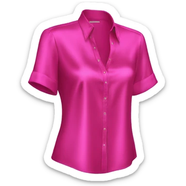 Realistic isolated side view of a hot pink silk short sleeve blouse. sticker