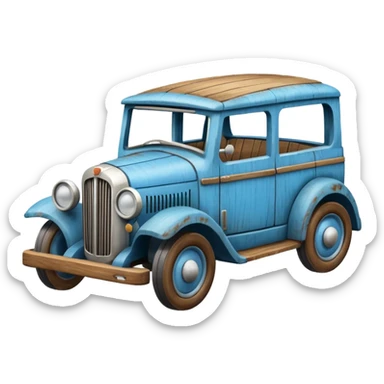 Rustic blue toy car sticker
