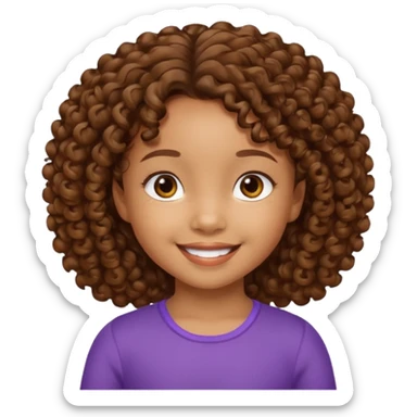 5 year old blasian girl with brown curly hair sticker