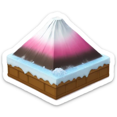 mont Fuji with of pink liquid with ice cubes coming out of it sticker