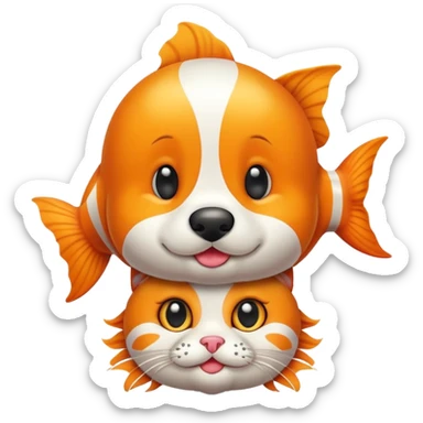 Golden doodle, clown fish, kitten sticker